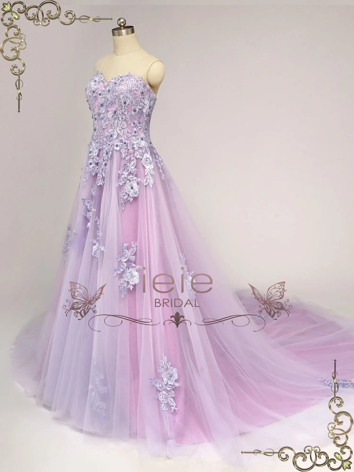 Strapless Purple Lace Wedding Dress ZORANA