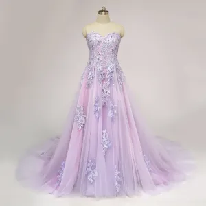 Strapless Purple Lace Wedding Dress ZORANA