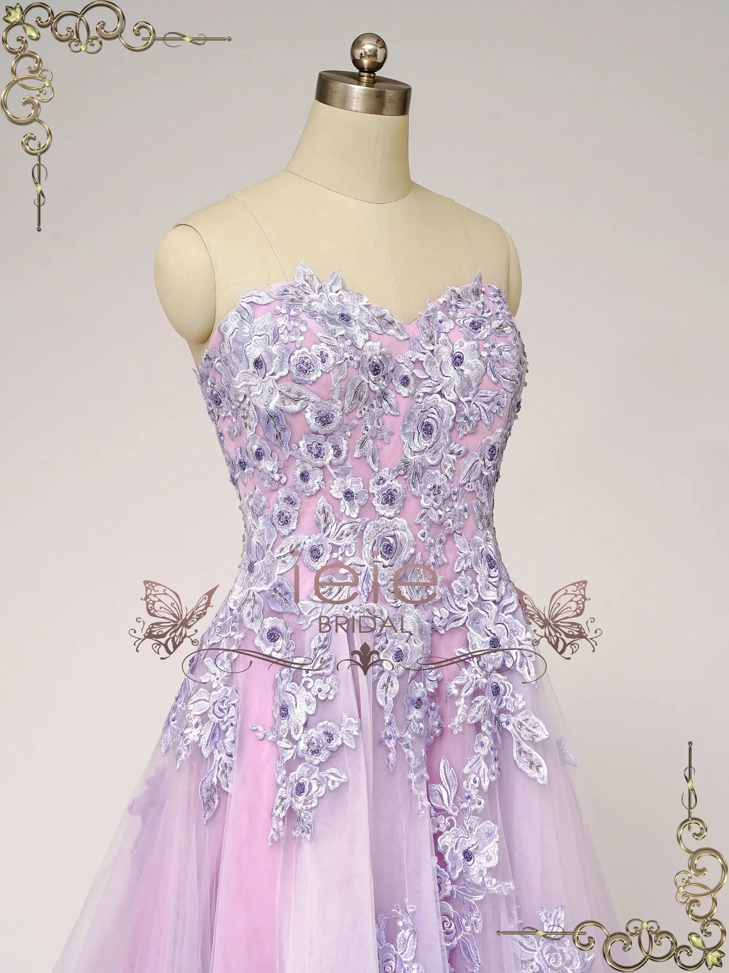 Strapless Purple Lace Wedding Dress ZORANA