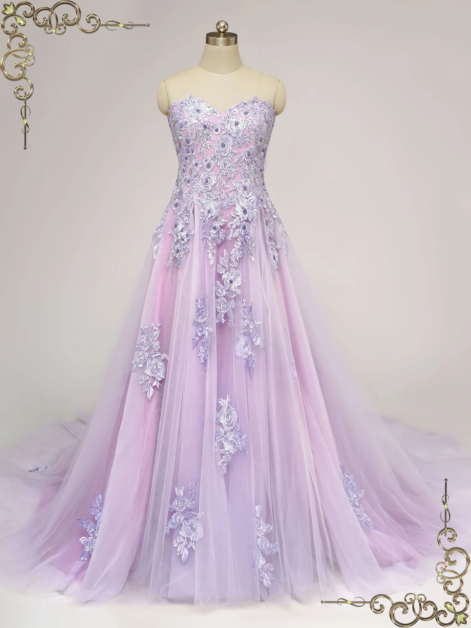 Strapless Purple Lace Wedding Dress ZORANA