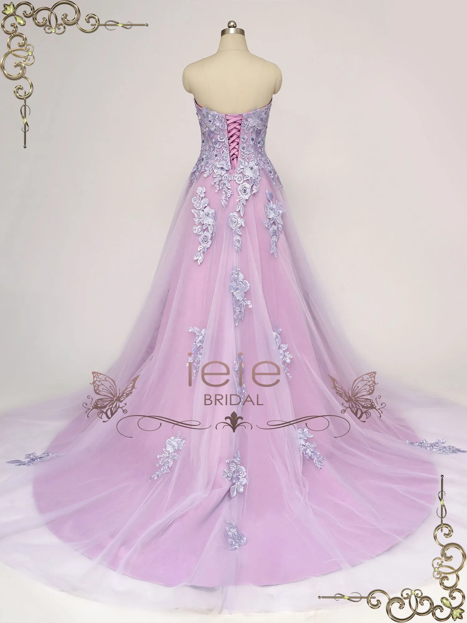 Strapless Purple Lace Wedding Dress ZORANA