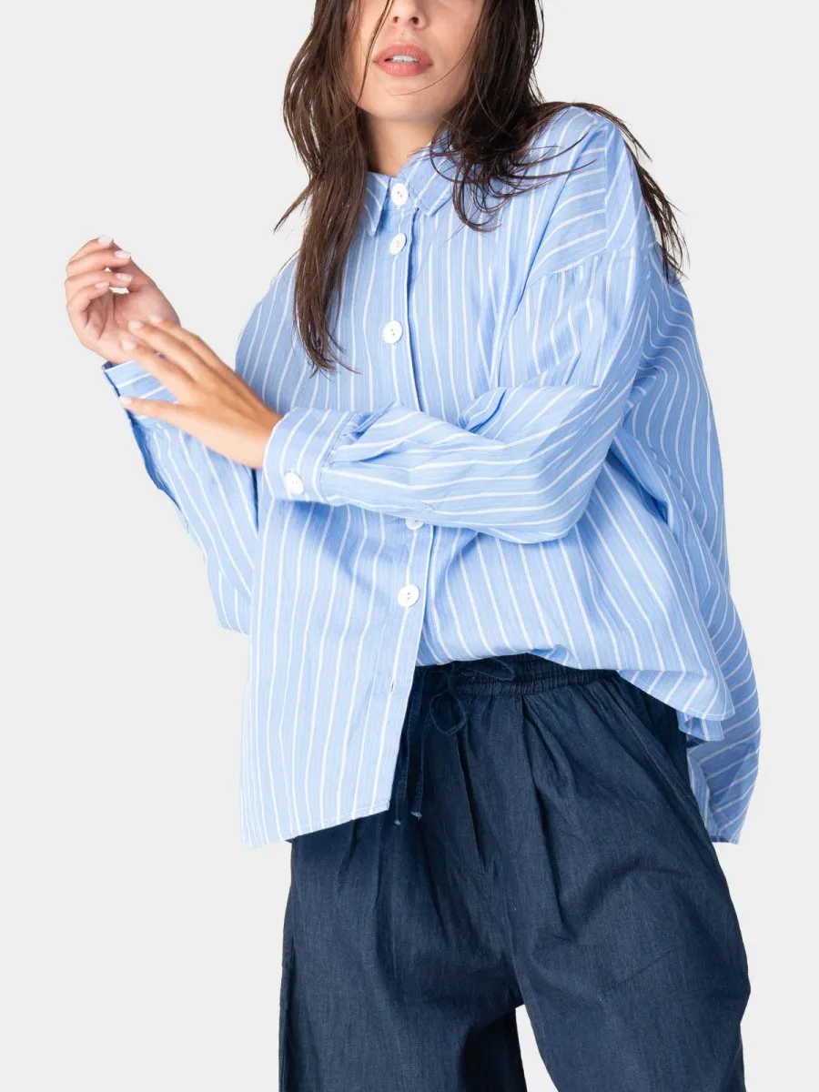 Striped Collared Cotton Button Up