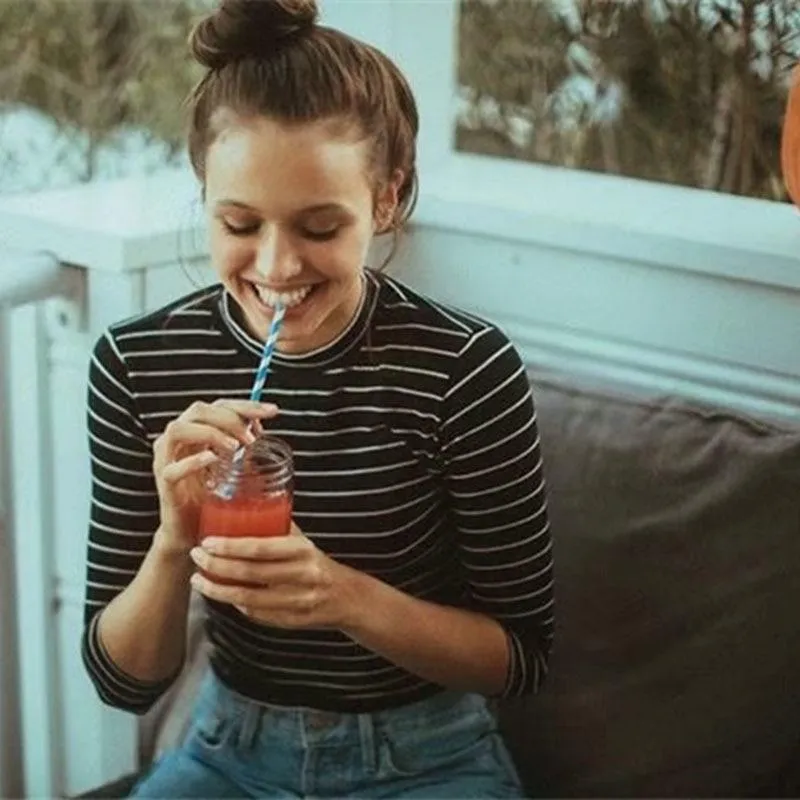 Striped Long Sleeve O-Neck Shirt
