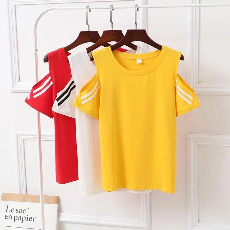 Striped Open Shoulder T-Shirt