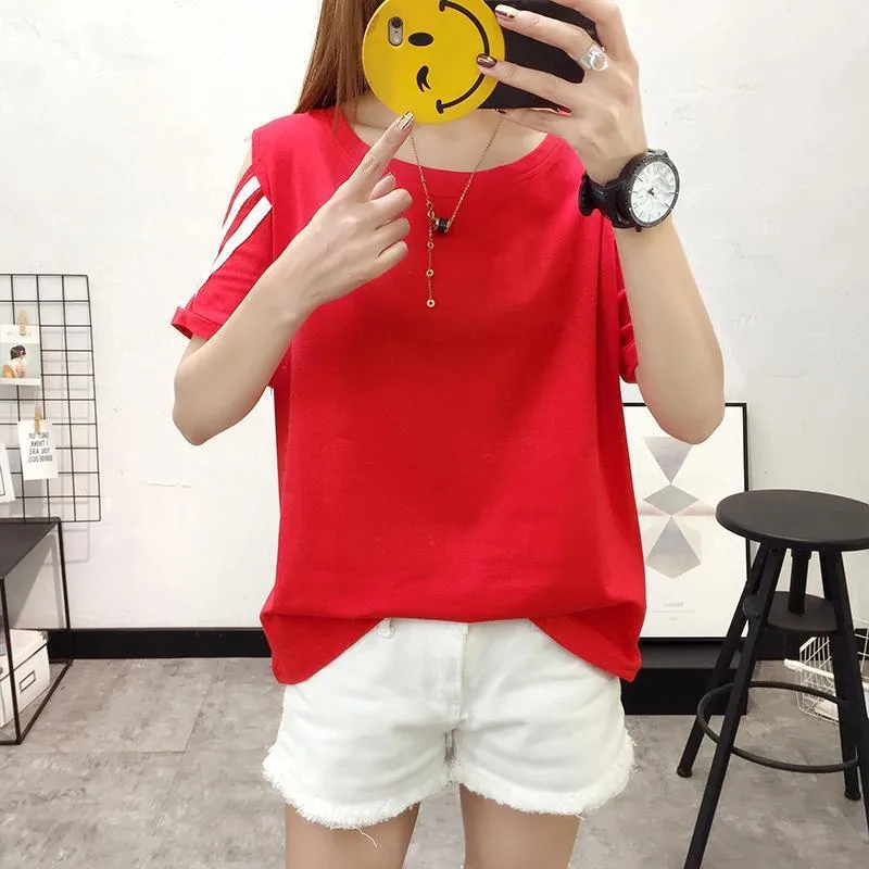 Striped Open Shoulder T-Shirt
