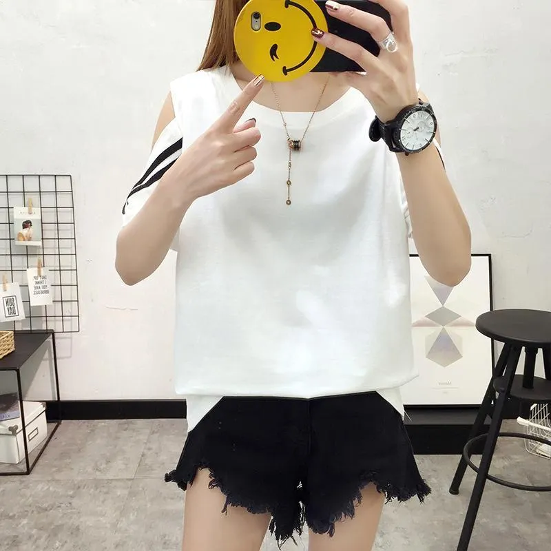 Striped Open Shoulder T-Shirt