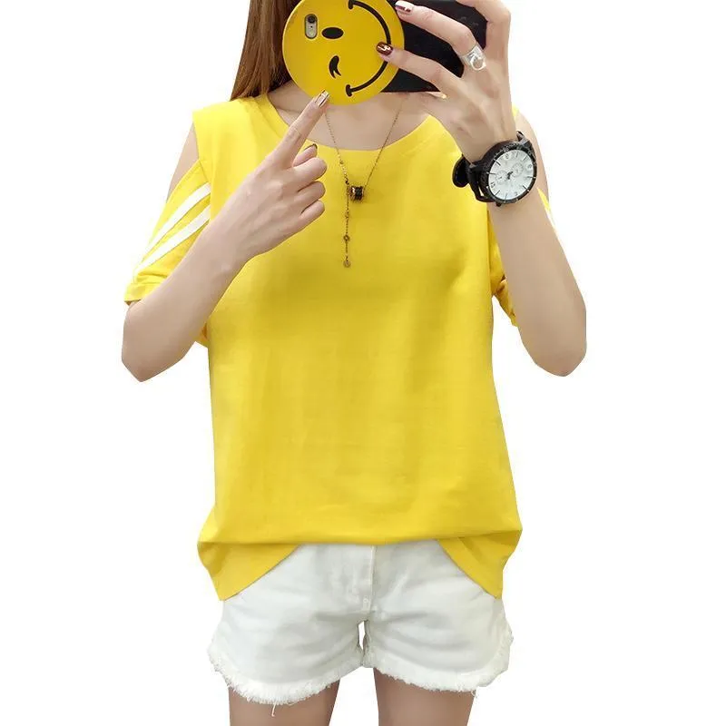 Striped Open Shoulder T-Shirt