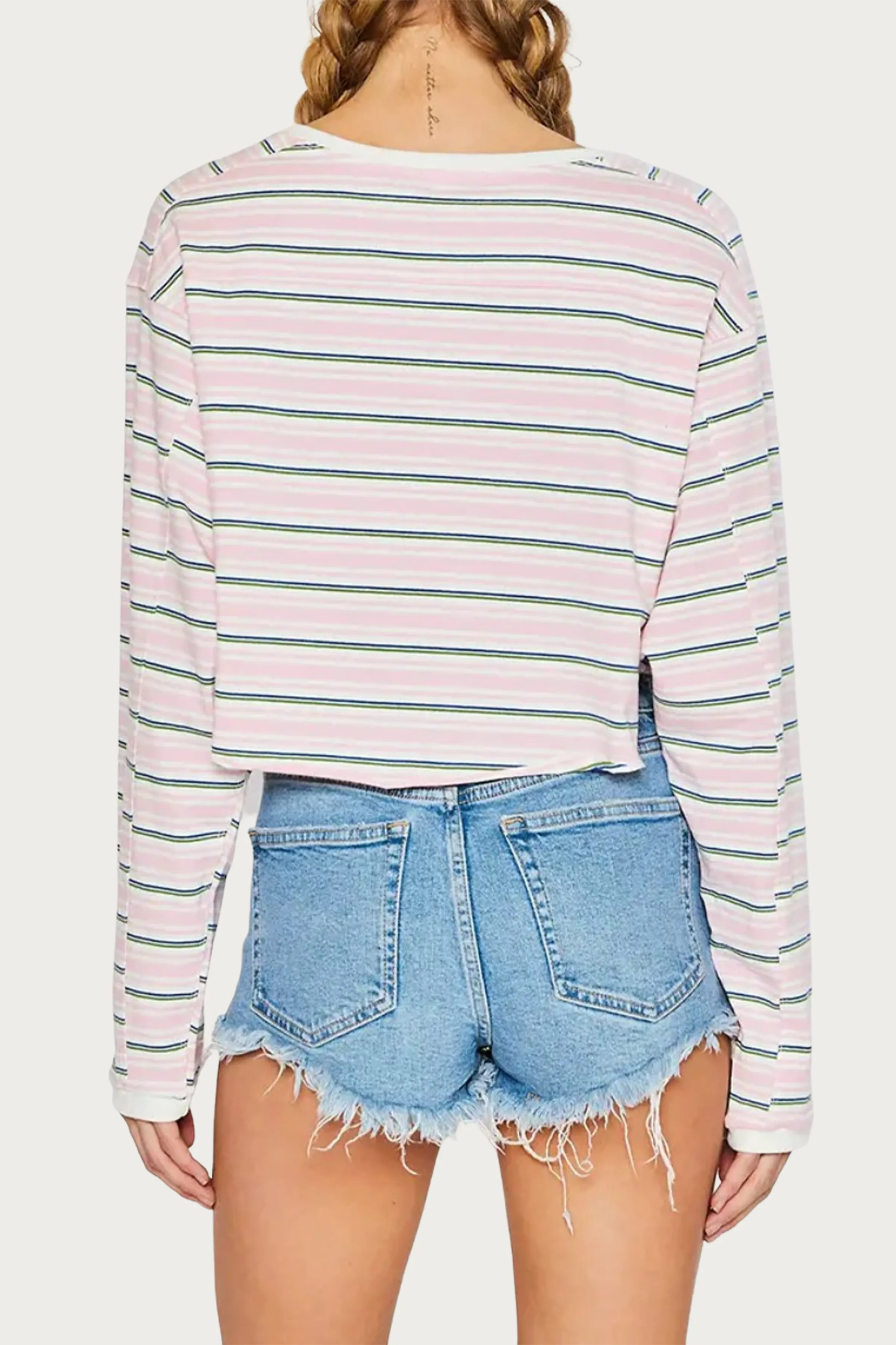 STRIPED RAGLAN SLEEVE T-SHIRT