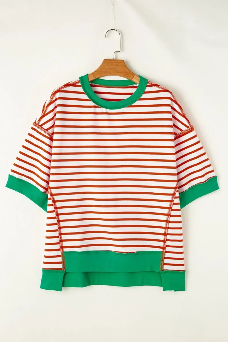Striped Round Neck Half Sleeve T-Shirt