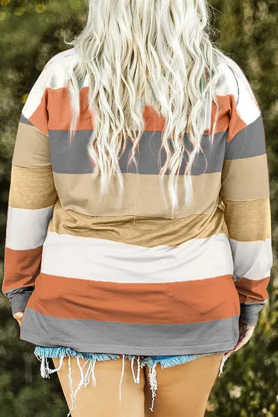 Striped Slit Long Sleeve T-Shirt