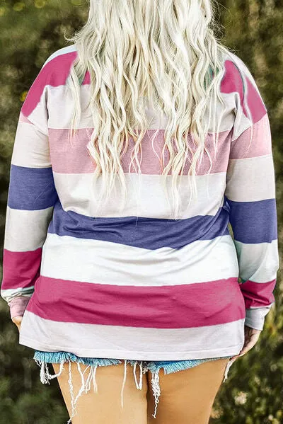 Striped Slit Long Sleeve T-Shirt