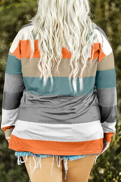 Striped Slit Long Sleeve T-Shirt
