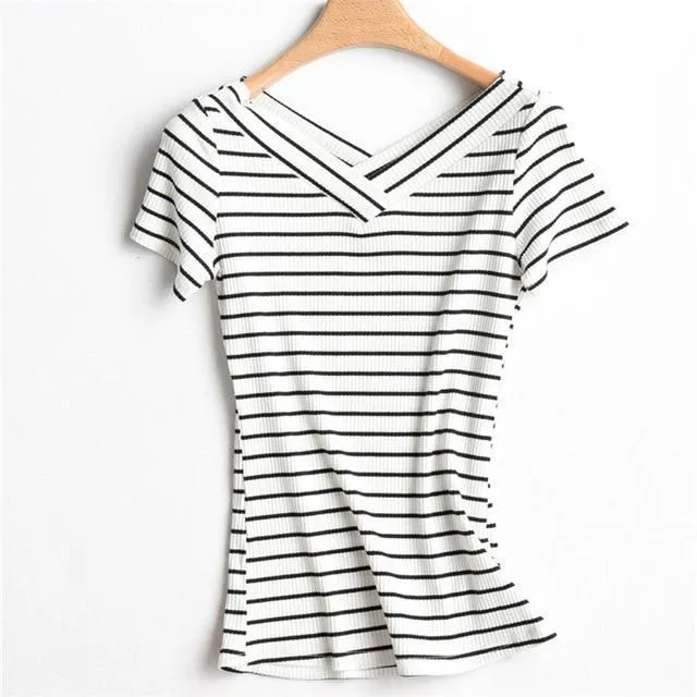 Striped V-Neck T-Shirt