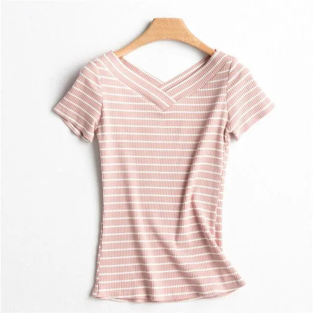 Striped V-Neck T-Shirt