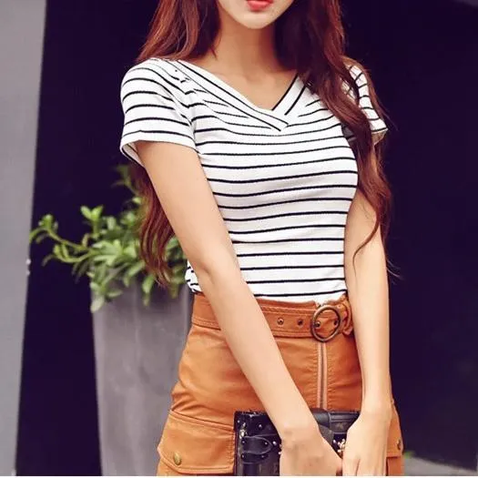 Striped V-Neck T-Shirt