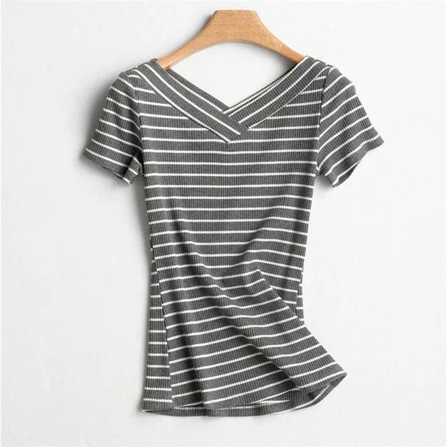 Striped V-Neck T-Shirt