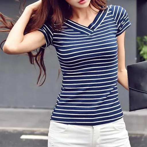 Striped V-Neck T-Shirt