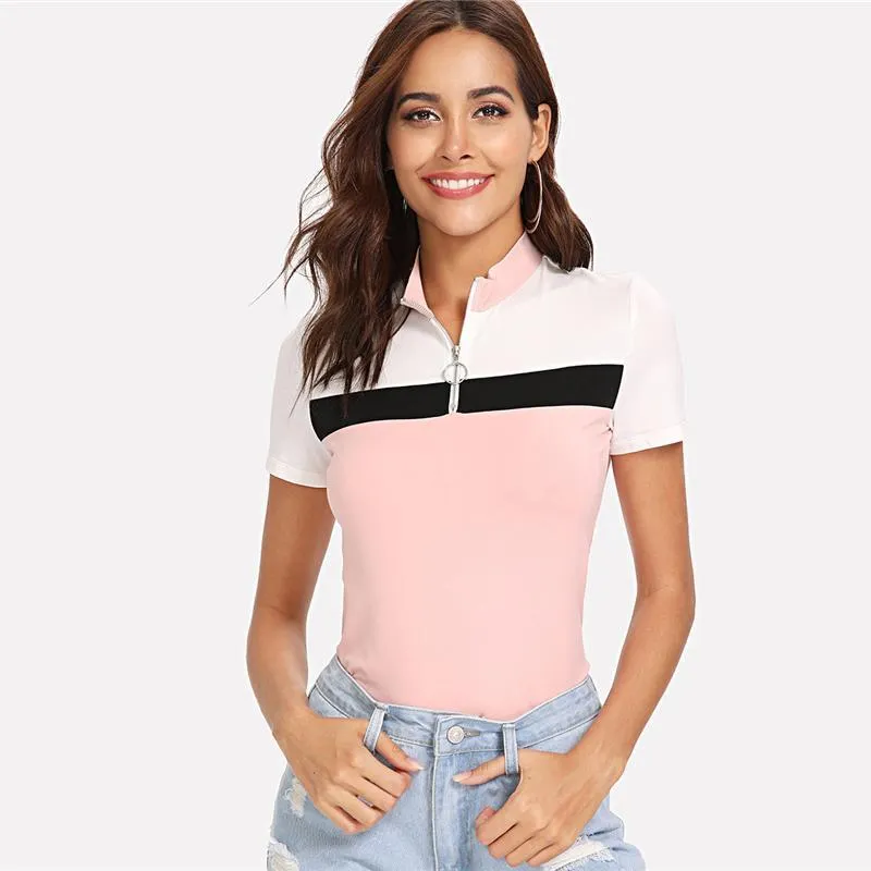 Striped Zip-Up T-Shirt