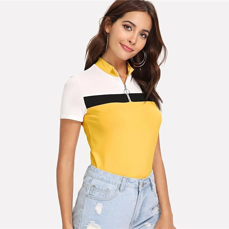 Striped Zip-Up T-Shirt