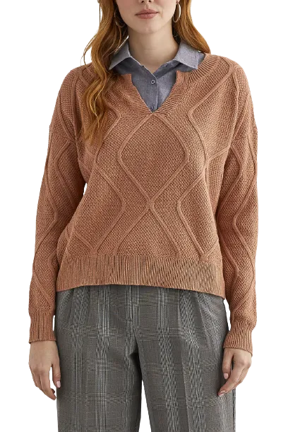 Sweater, Split Neck Knit