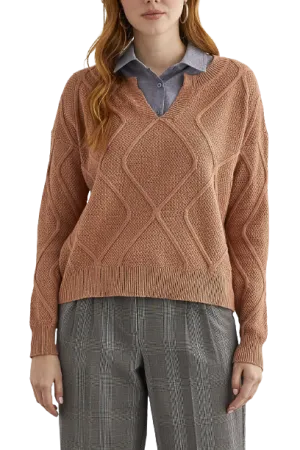 Sweater, Split Neck Knit