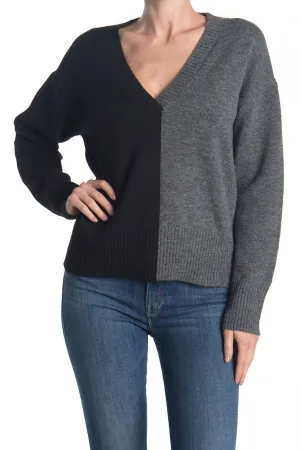 Sweet Romeo Women's V-Neck Colorblock Sweater