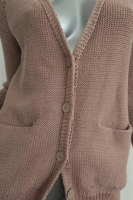 T by Alexander Wang Cardigan Tan Cotton Knit Size Small V-Neck Sweater