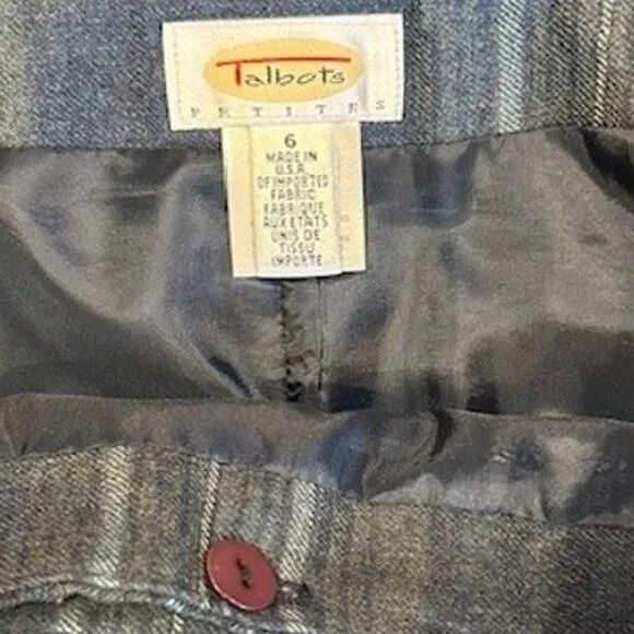 TALBOTS Blue Vintage Fringe Wrap Plaid Tartan Midi Skirt 100% Wool 6P 6 Petite
