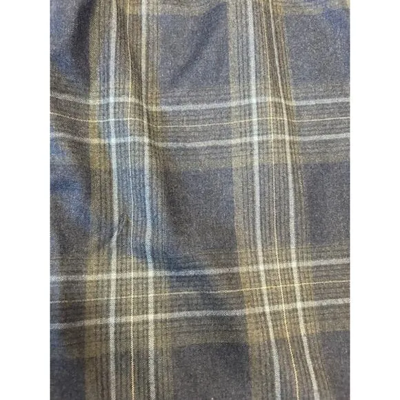 TALBOTS Blue Vintage Fringe Wrap Plaid Tartan Midi Skirt 100% Wool 6P 6 Petite
