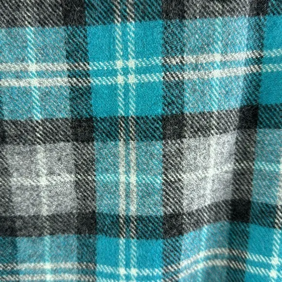 Talbots Plaid Pencil Skirt Wool Blend NWT Turquoise and Grey Fully Lined