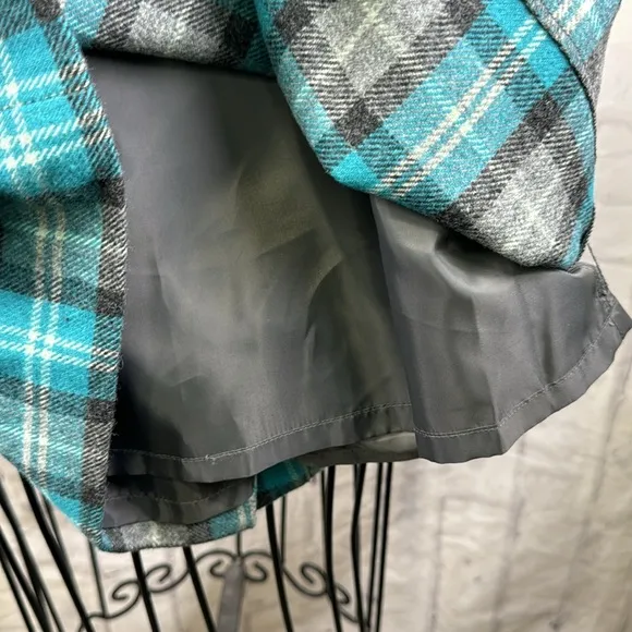 Talbots Plaid Pencil Skirt Wool Blend NWT Turquoise and Grey Fully Lined