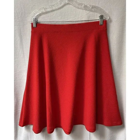 Talbots Skirt Orange Womens 8 Stretch A Line Midi Textured New