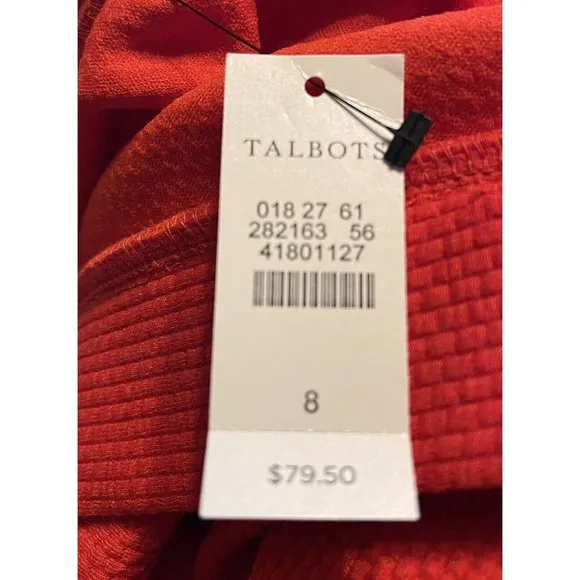 Talbots Skirt Orange Womens 8 Stretch A Line Midi Textured New