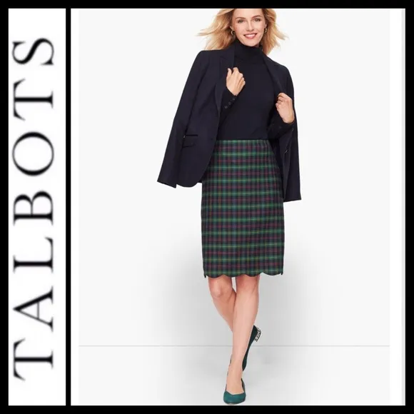 Talbots Tartan A-Line Wool Blend Skirt