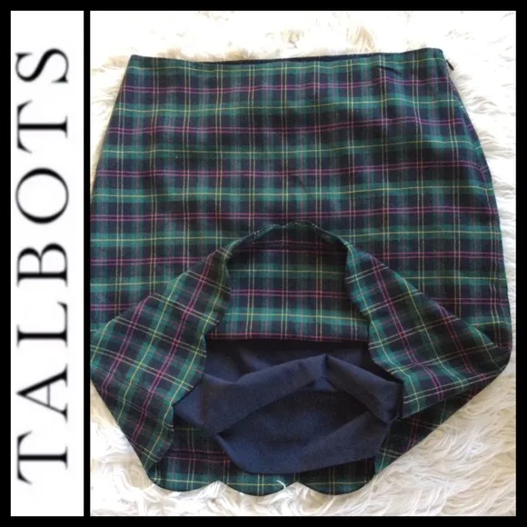 Talbots Tartan A-Line Wool Blend Skirt