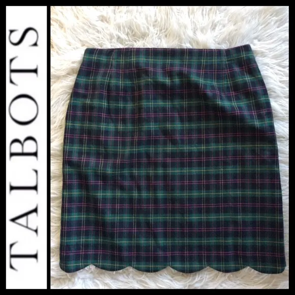 Talbots Tartan A-Line Wool Blend Skirt