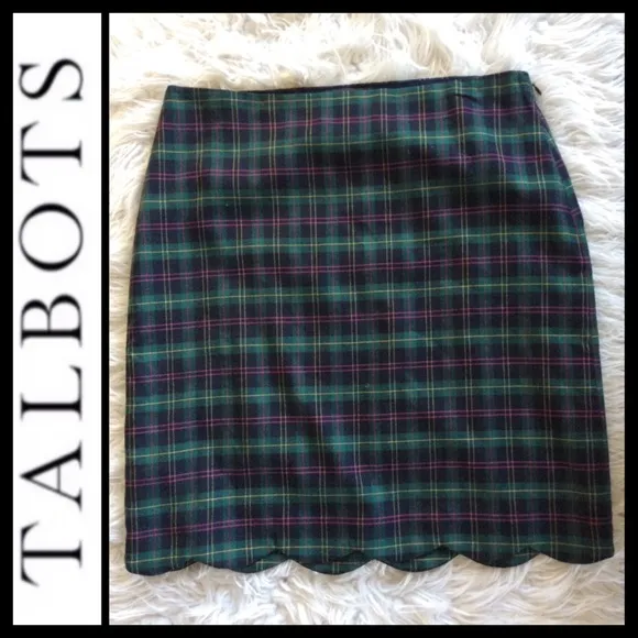 Talbots Tartan A-Line Wool Blend Skirt