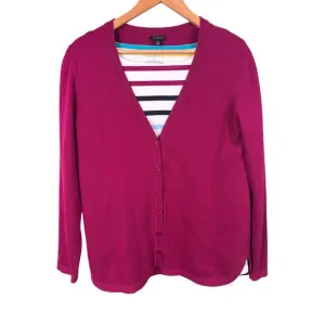 Talbots Women's Medium Colorful Striped Long Sleeves Shirt &amp; Burgundy Cardigan