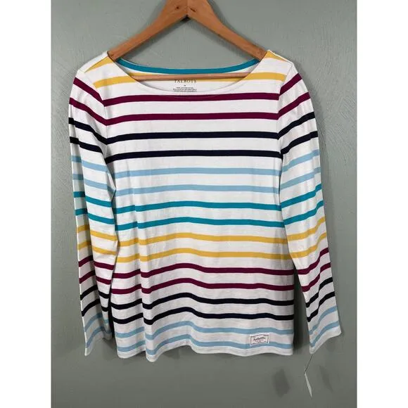 Talbots Women's Medium Colorful Striped Long Sleeves Shirt &amp; Burgundy Cardigan