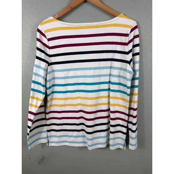 Talbots Women's Medium Colorful Striped Long Sleeves Shirt &amp; Burgundy Cardigan