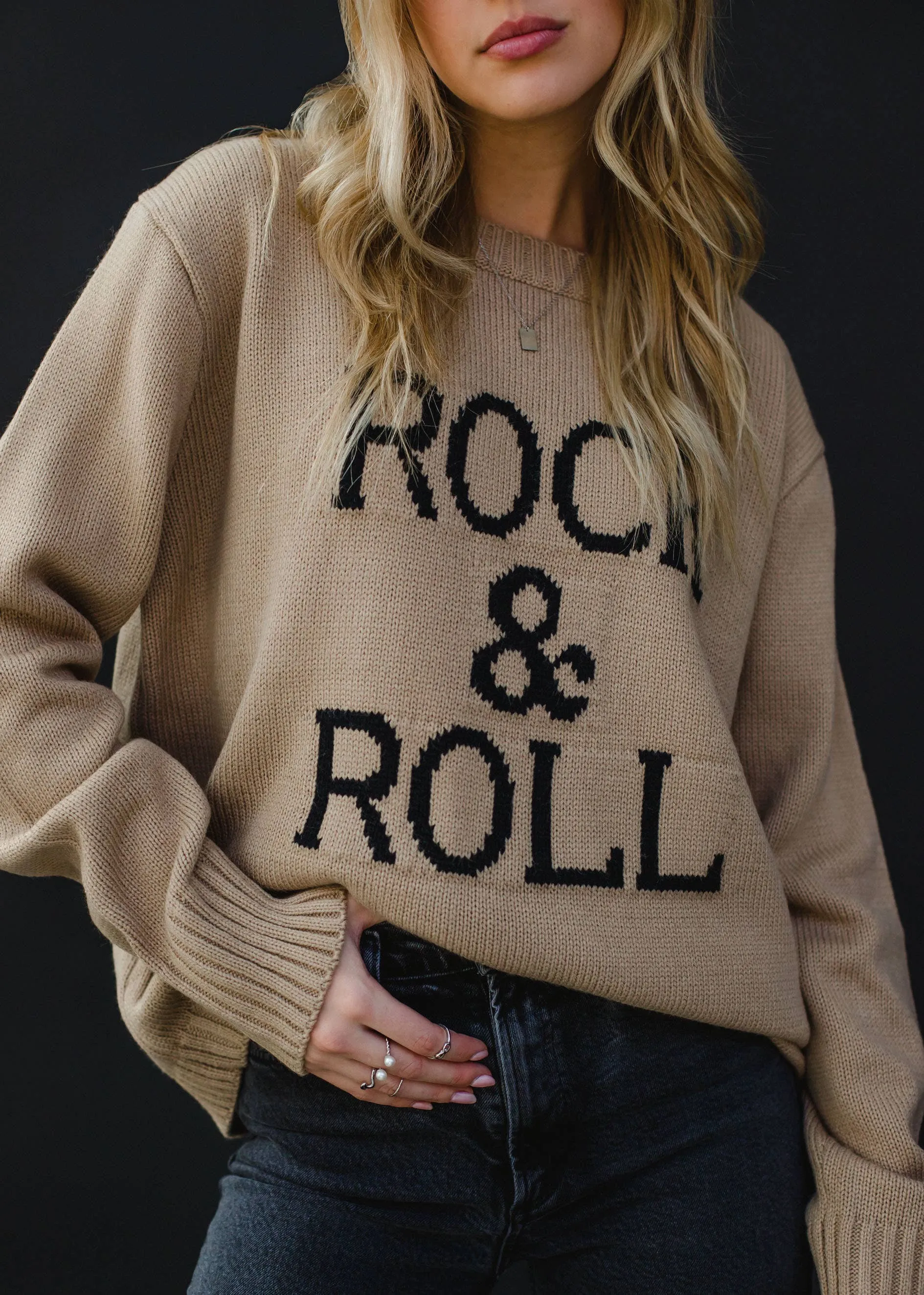 Tan & Black Rock & Roll Sweater