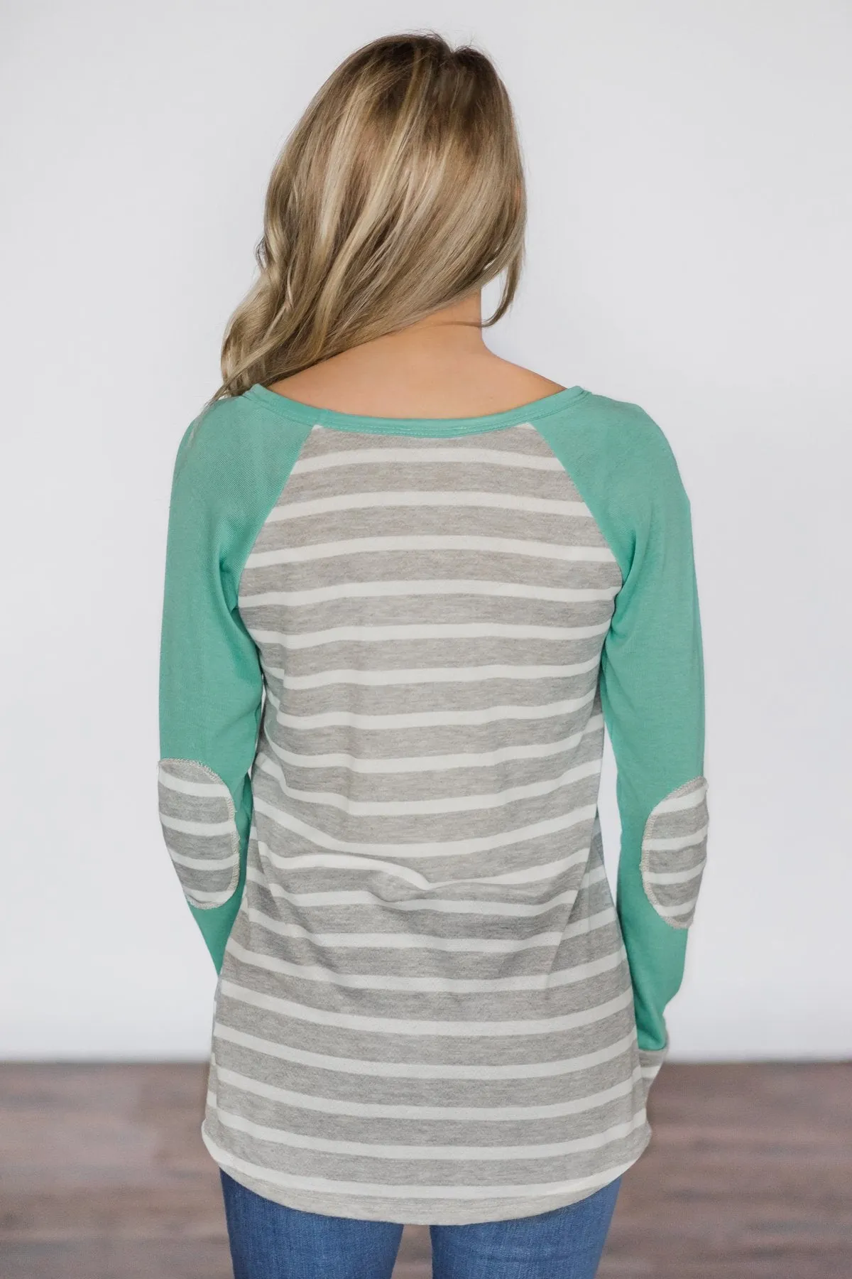 Teal, Stripes, Love Top