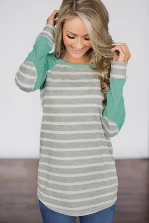 Teal, Stripes, Love Top