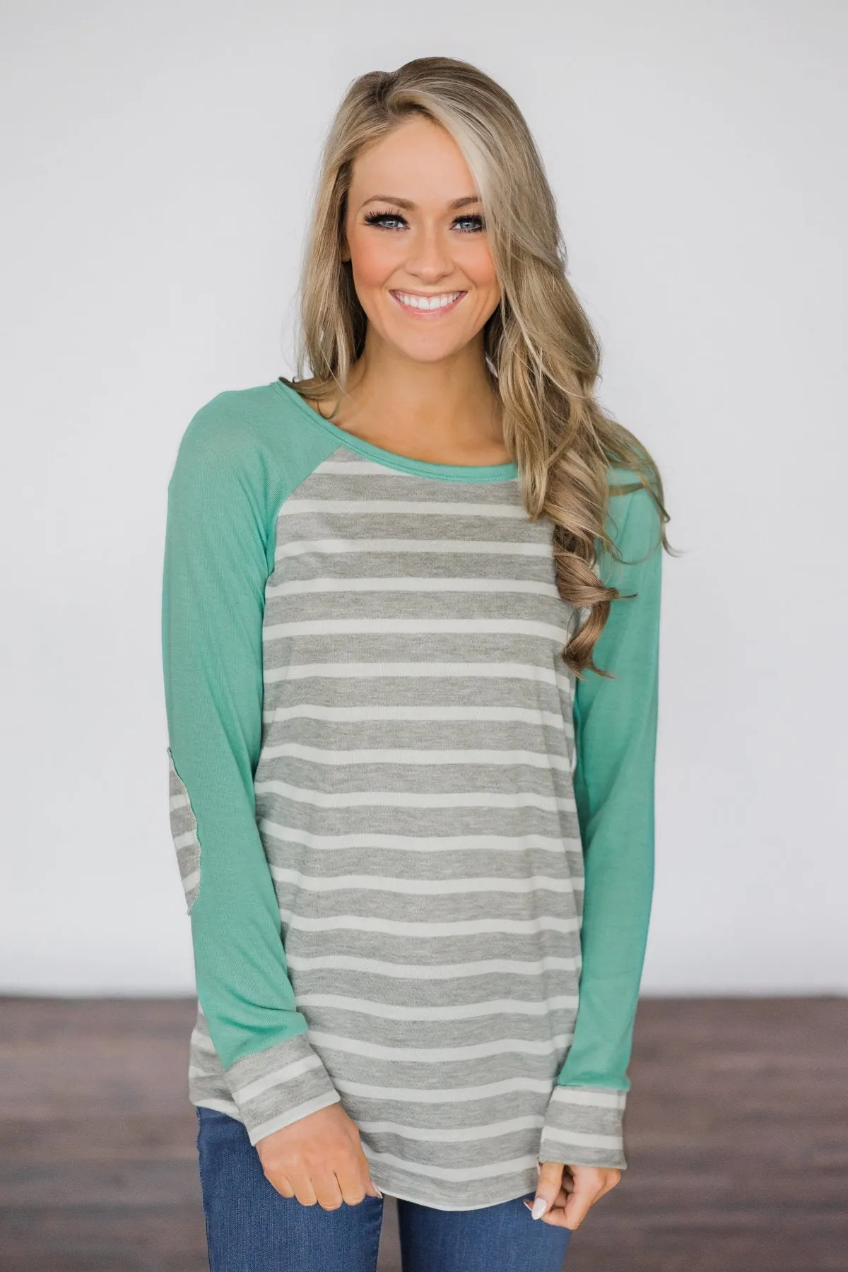 Teal, Stripes, Love Top
