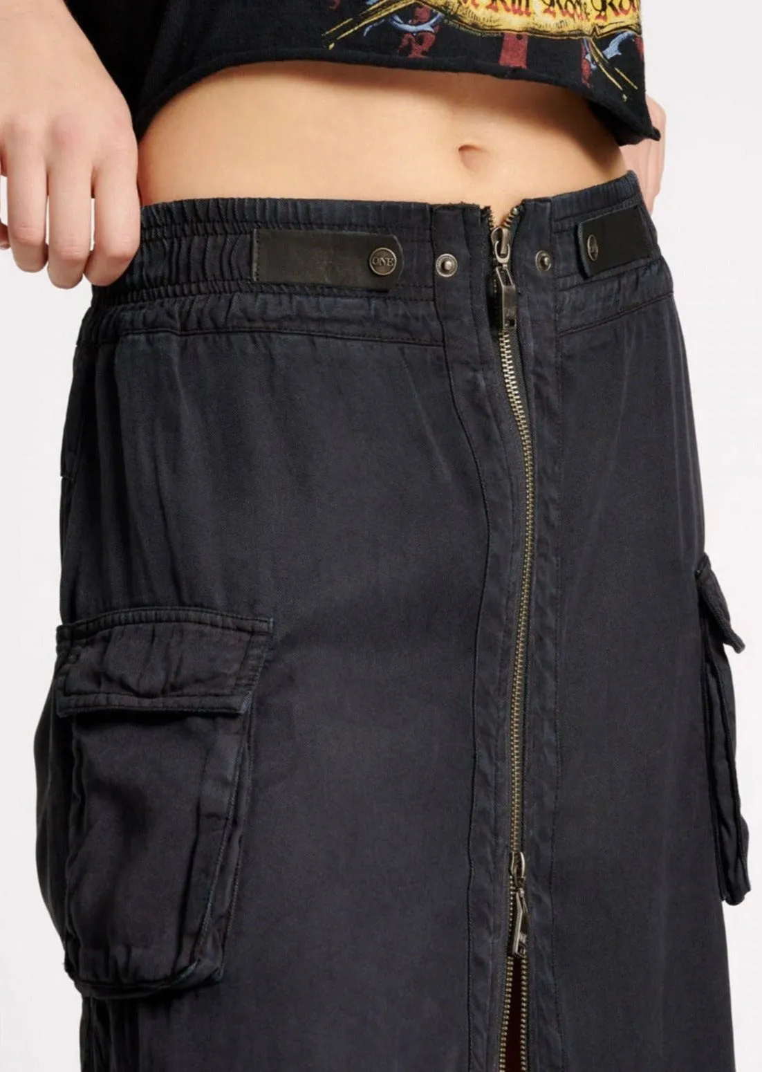 Tencel Parachute Skirt Washed Black