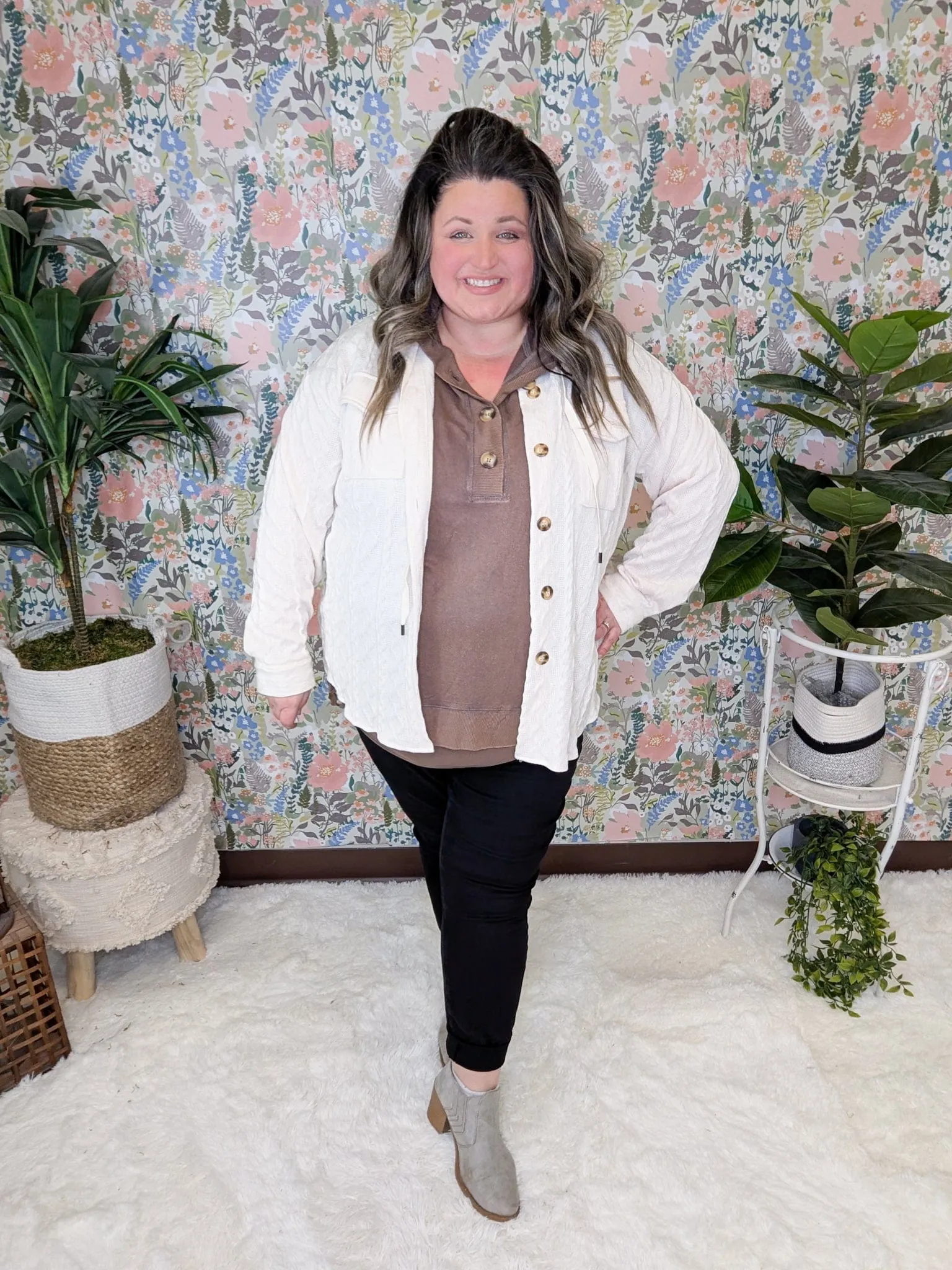 Thalia Short Sleeve Hooded Top in Stretchy Mineral Wash