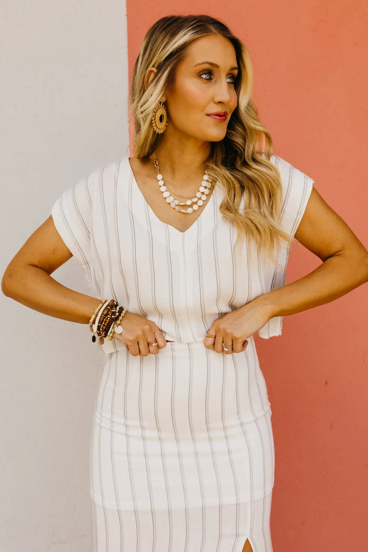 The Anaya Striped V Neck Crop Top