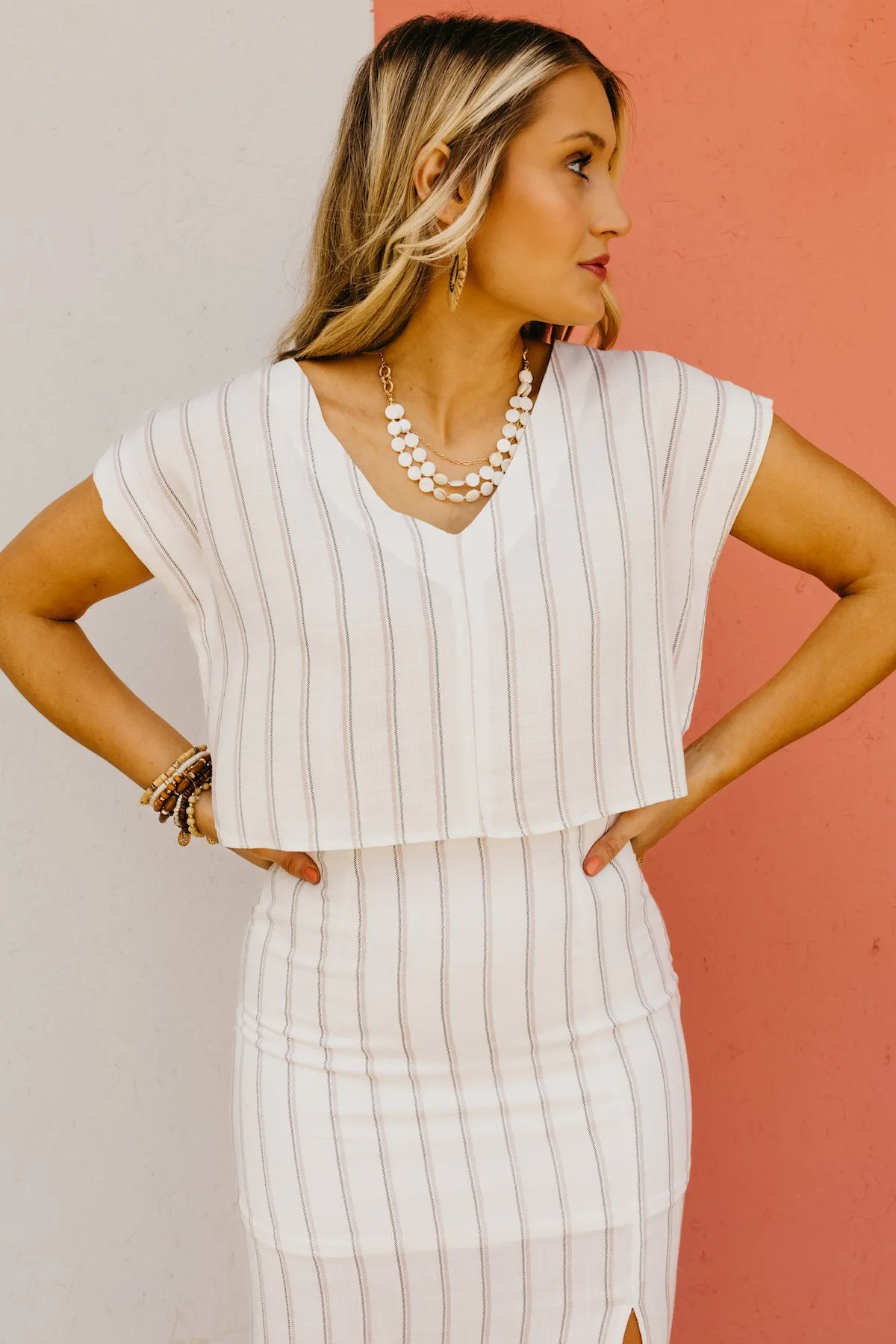 The Anaya Striped V Neck Crop Top