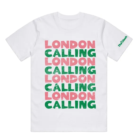 The Clash | London Calling Repeat Logo White Tee