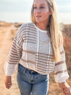 The Elmer Open Crochet Knit Sweater